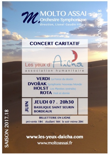 Concert « Molto Assaï » pour les Yeux d’Aïcha, le 7 juin à la basilique Saint Seurin